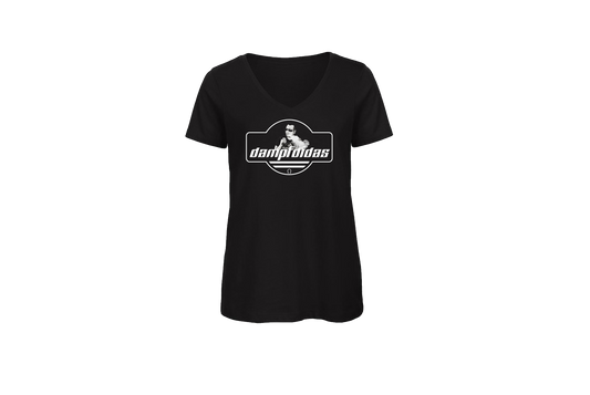 Dampfdidas Damen Shirt V-Kragen Schwarz / Weiß